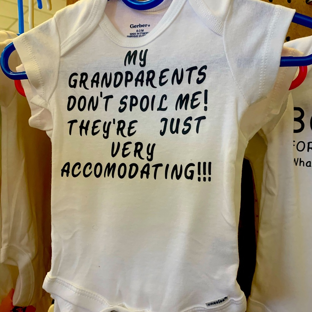 ❤️ 3 for $21 ❤️ Hand Crafted White Onesie with Vinyl Saying. All sizes available